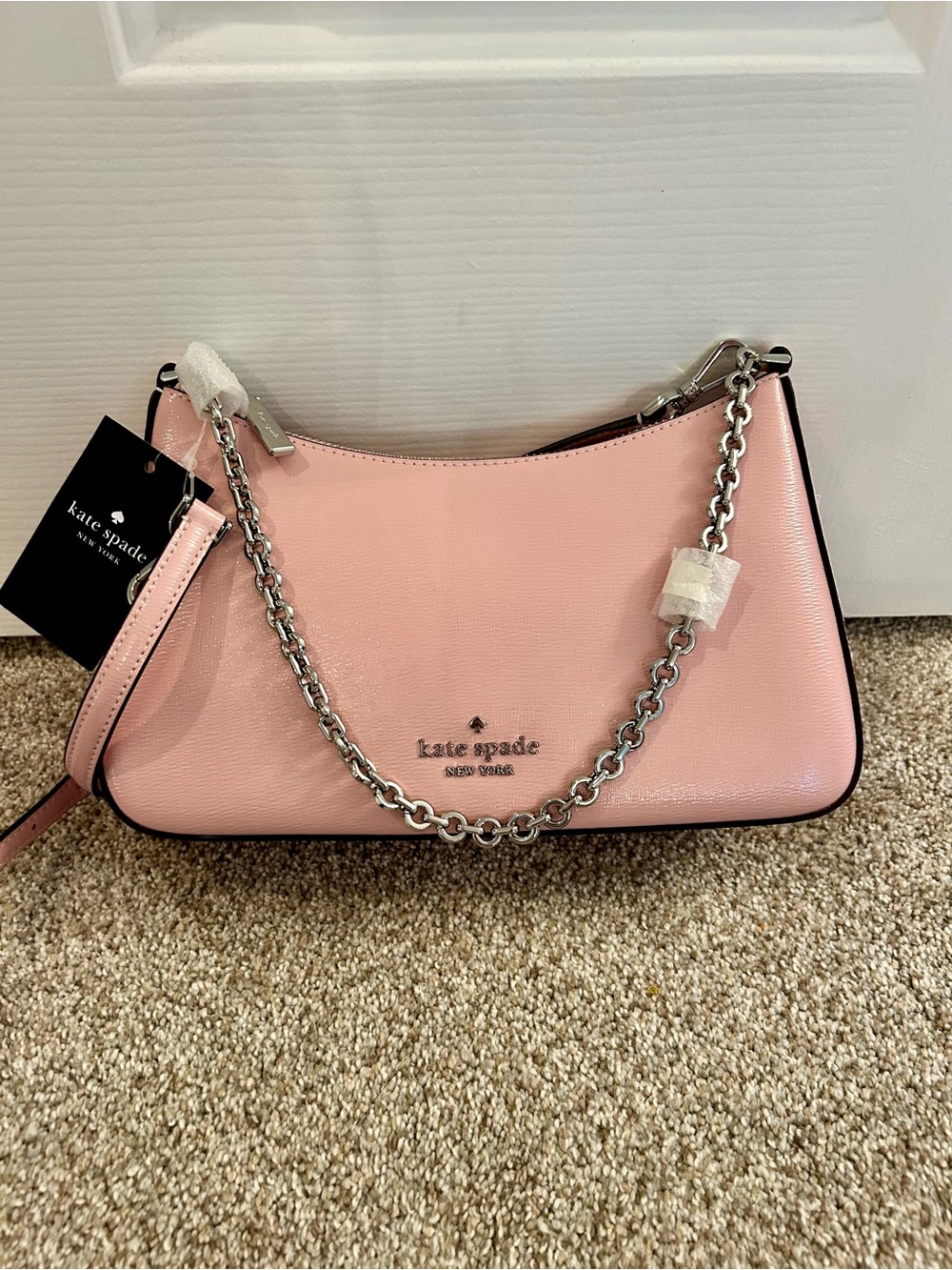 Kate Spade Margot Tutu Pink Leather Shoulder Bag with Crossbody Strap